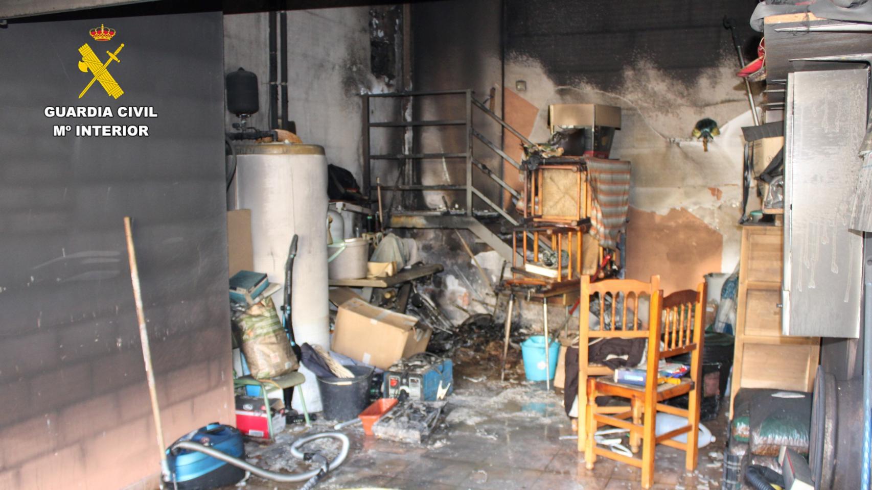 Incendio de la vivienda. Foto: Guardia Civil.