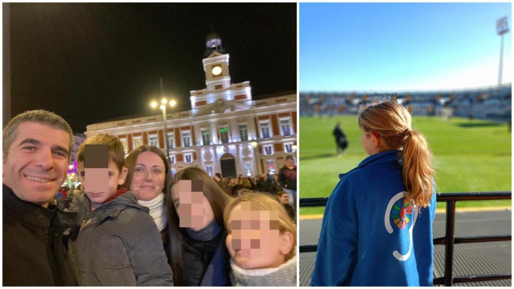 Juan Diego García junto a su mujer y sus hijos, entre ellos Laura y Marcos.