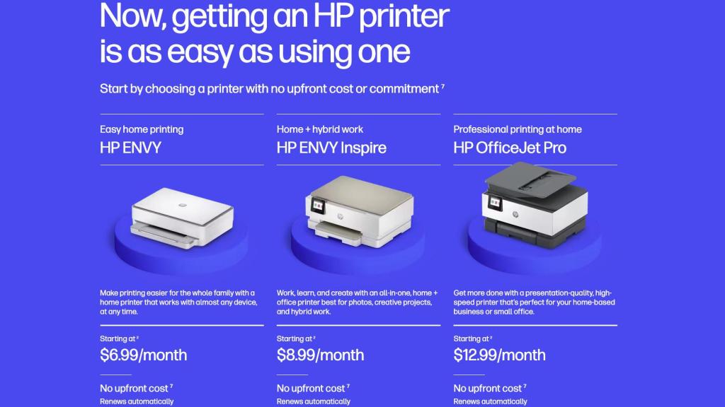 'Tiers' de suscripción del plan de HP.