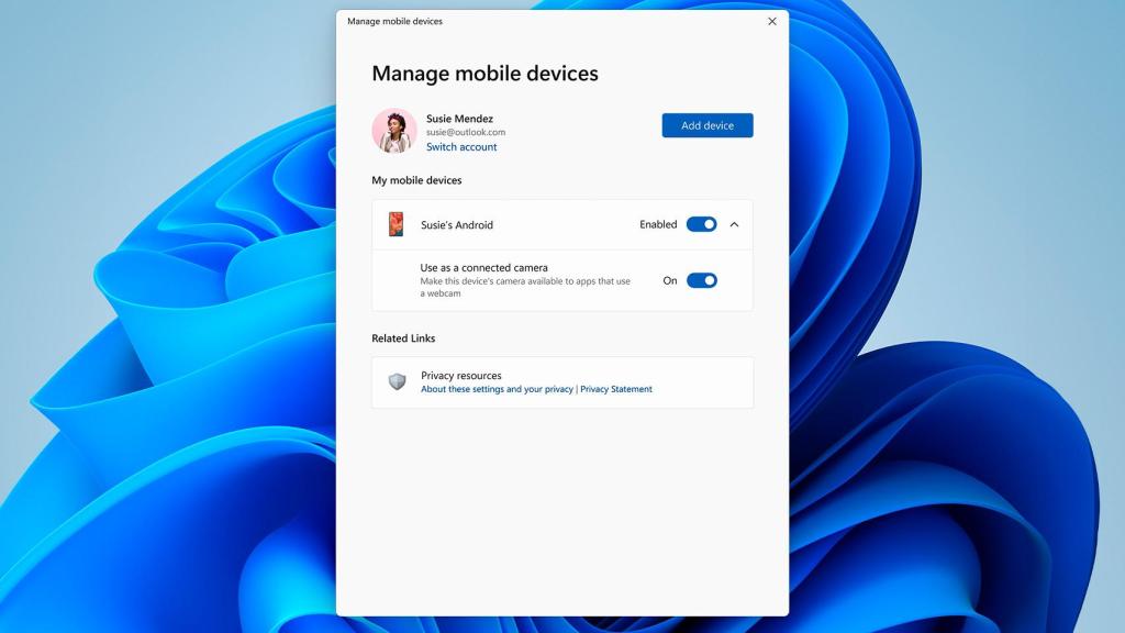 Imagen de la interfaz en Windows 11 que gestiona el móvil Android