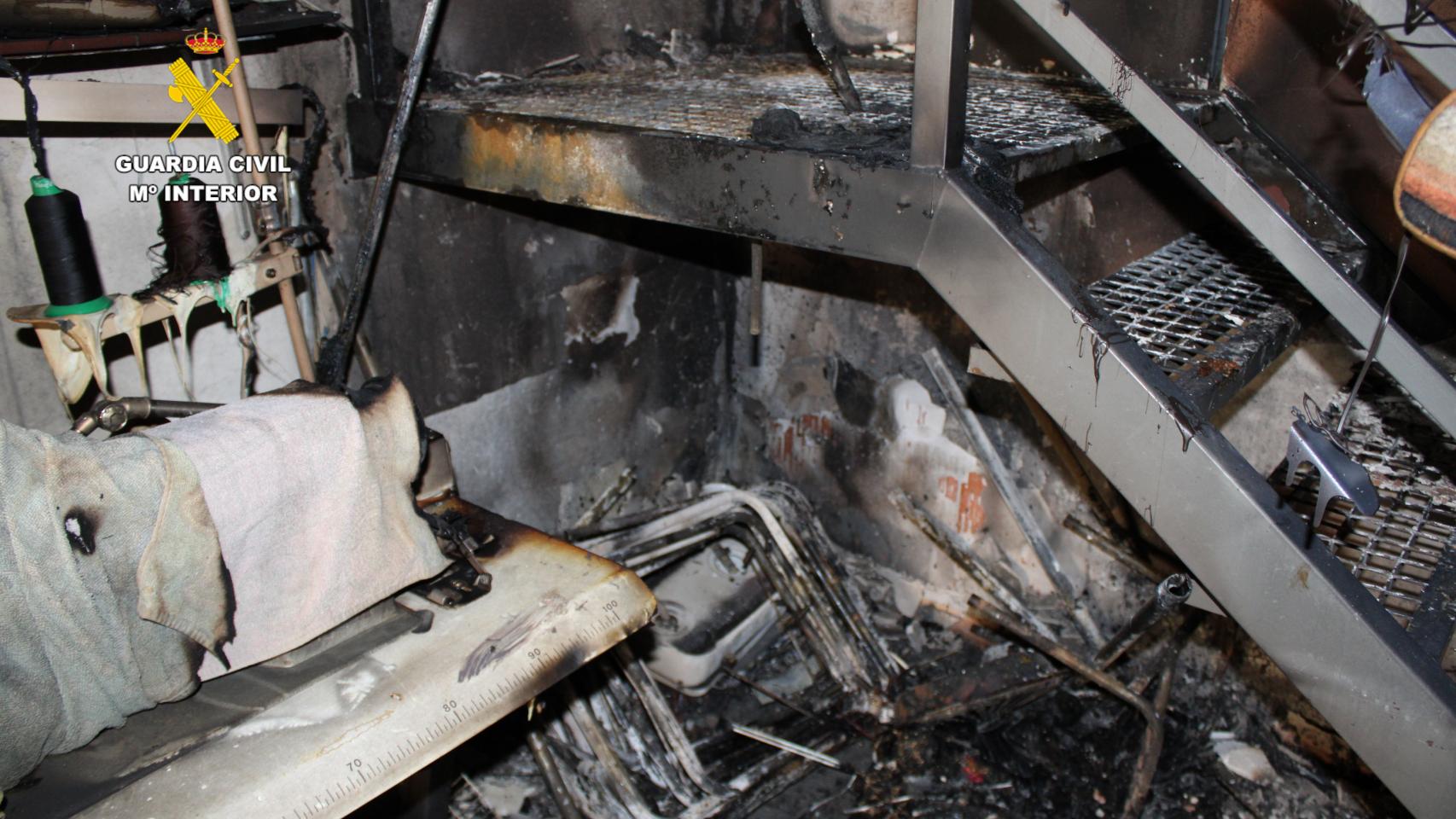 Incendio de la vivienda. Foto: Guardia Civil.