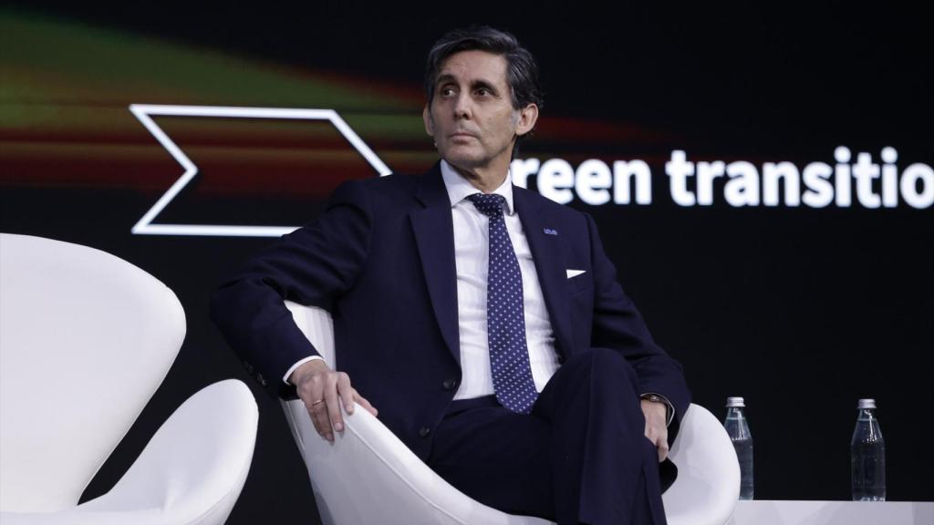 El presidente de Telefónica, José María Álvarez-Pallete, durante el MWC 2024, organizado por las GSMA.