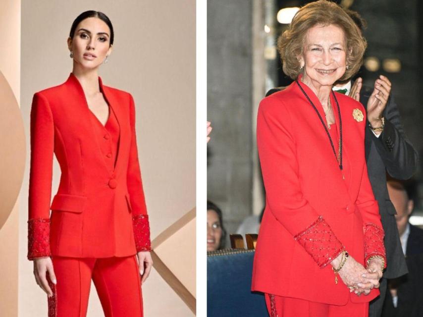 El traje de la Emérita tiene el mismo detalle que este diseño de Alejandro de Miguel.