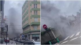 Capturas de pantalla de un vídeo del incendio en Os Mallos.