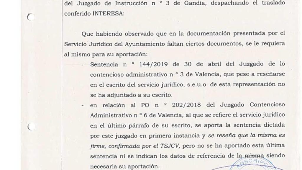 Documento de la Fiscalía.