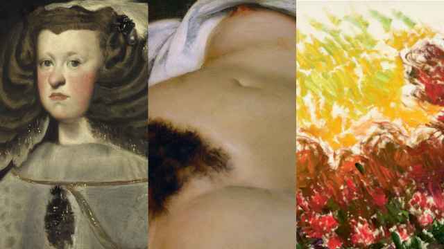 Retrato de Mariana de Austria de Velázquez, 'El origen del mundo' de Coubert y 'El jardín de Giverny' de Monet.