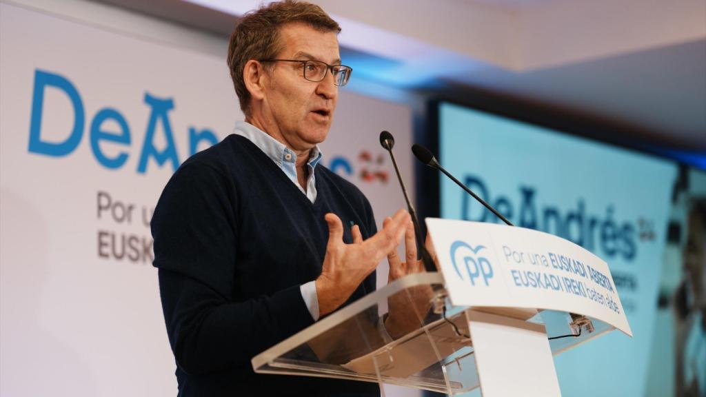 El líder del PP, Alberto Núñez Feijóo, este sábado en Bilbao.