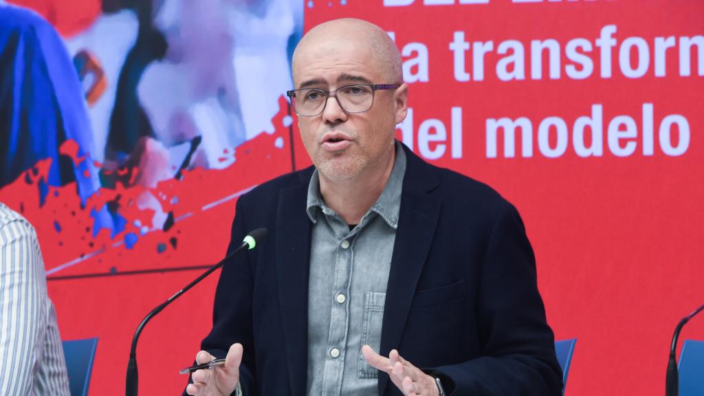 El secretario general de CCOO, Unai Sordo, en la sede de CCOO, a 29 de febrero de 2024.