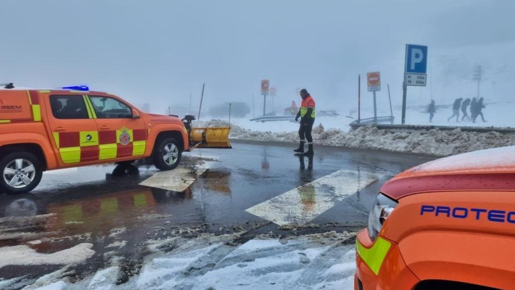 Vehículos de Protección Civil de la Comunidad de Madrid, este sábado.