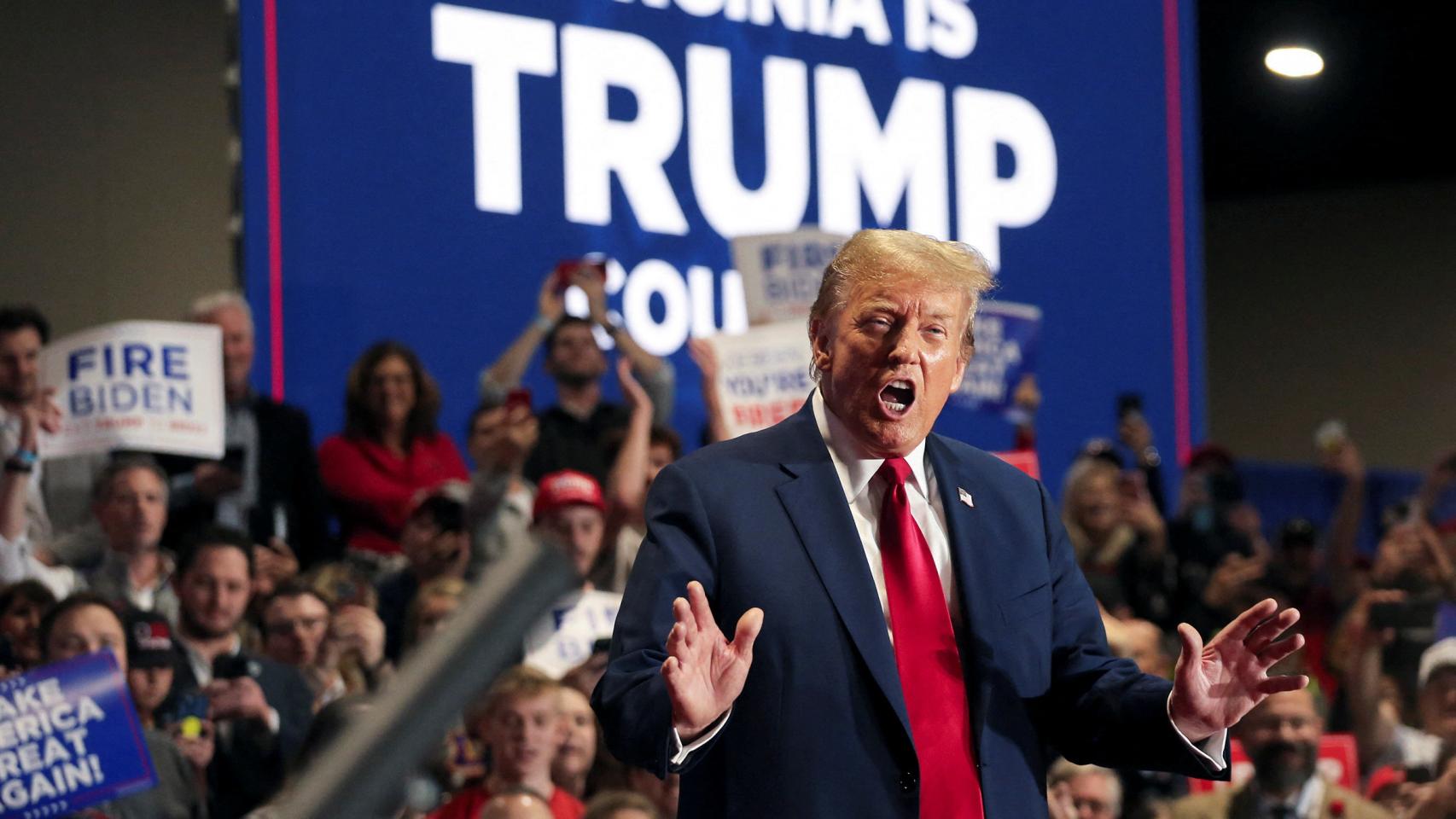 Donald Trump durante un mitin de campaña en Richmond (Virginia).