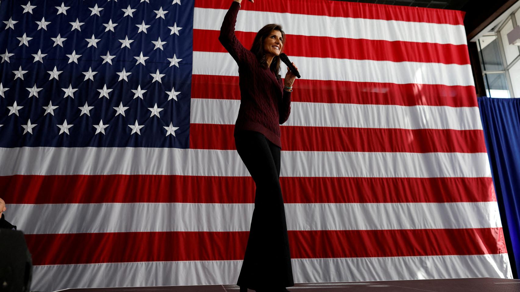 La candidata presidencial, Nikki Haley, en un evento de campaña en Union Hall en Raleigh, Carolina del Norte.