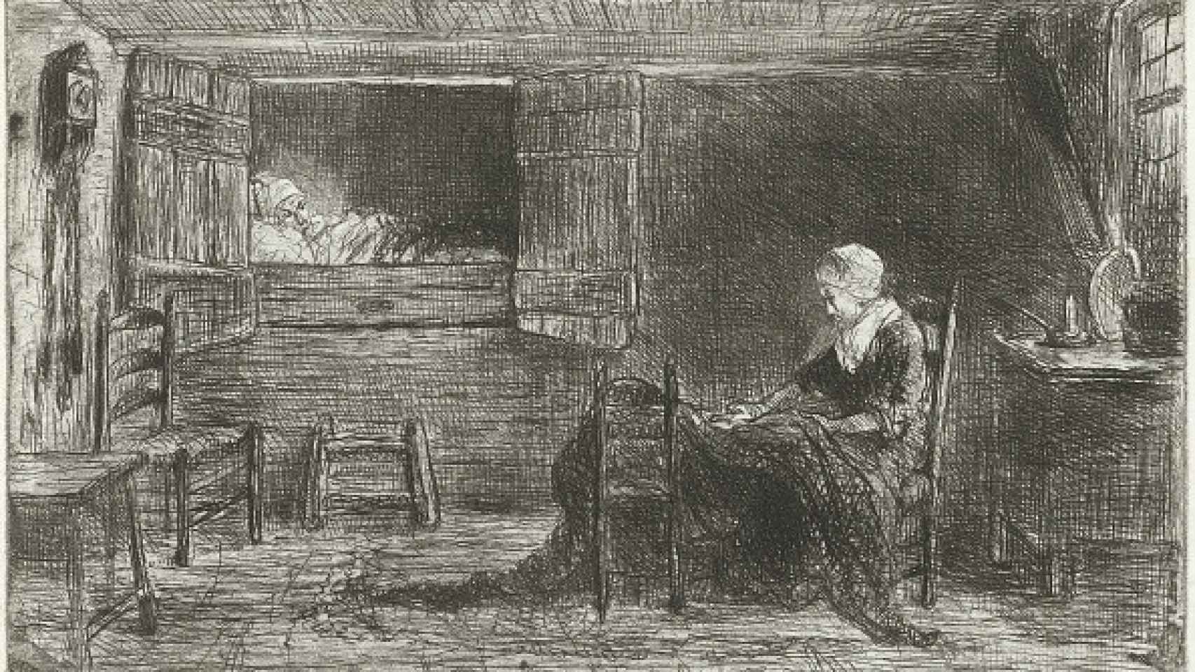Ilustración de una cama, en la segunda mitad del siglo XIX.