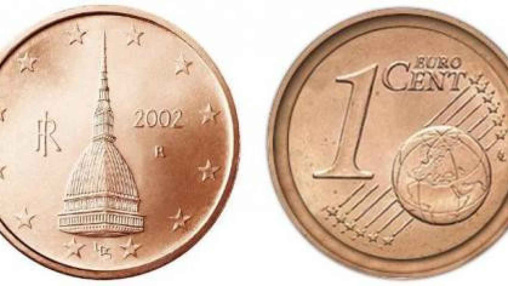 La moneda de Italia con el error.