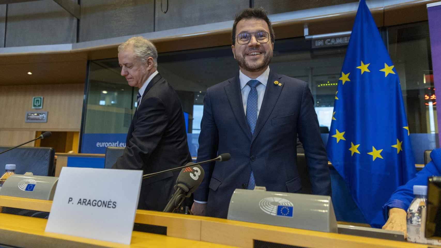 Pere Aragonés junto al lehendakari Íñigo Urkullu, el pasado día 31 en el Parlamento Europeo.