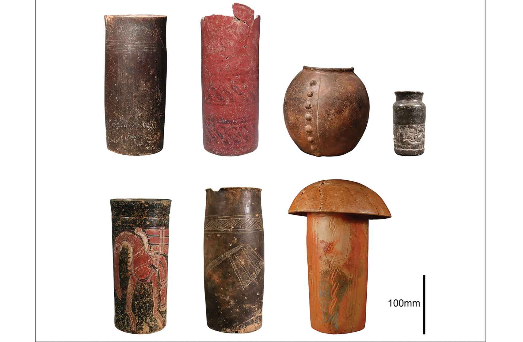 Los recipientes de cerámica examinados.