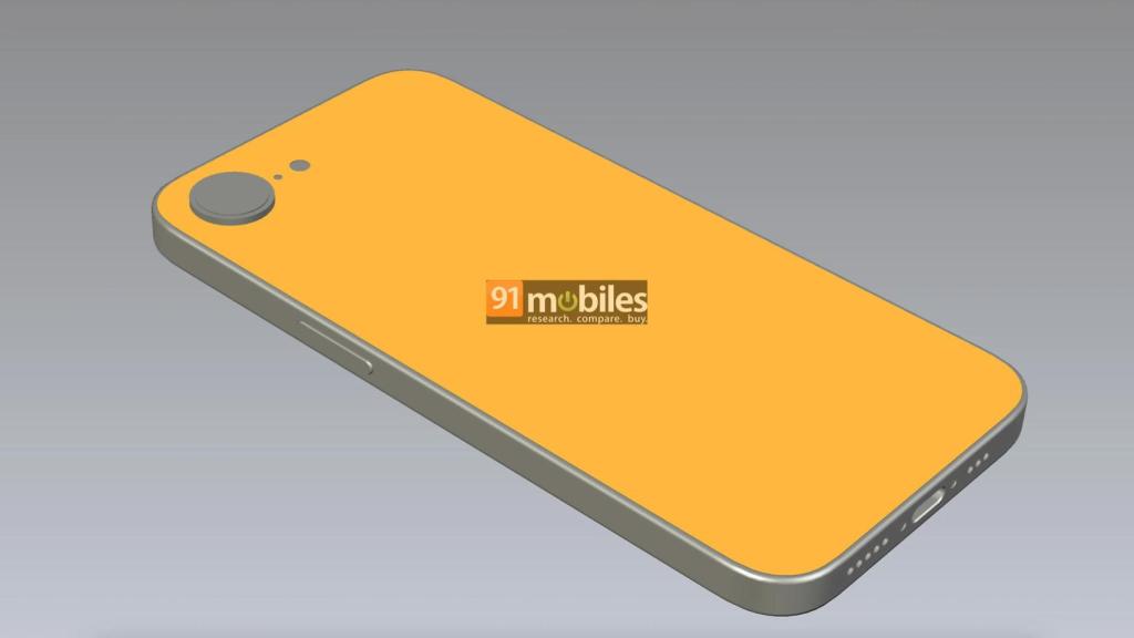 Parte trasera del modelo CAD del iPhone 'barato'.