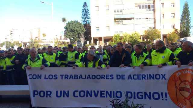 Trabajadores de Acerinox en protesta en Cádiz.