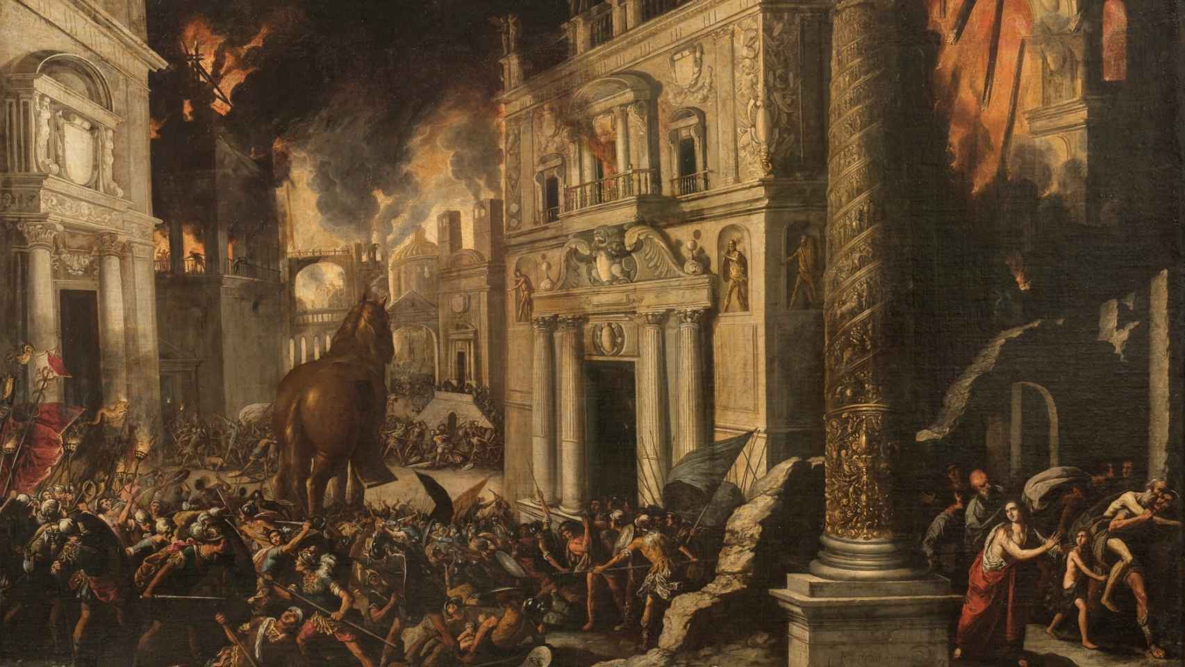 El incendio de Troya, cuadro de Francisco Collantes. Siglo XVII