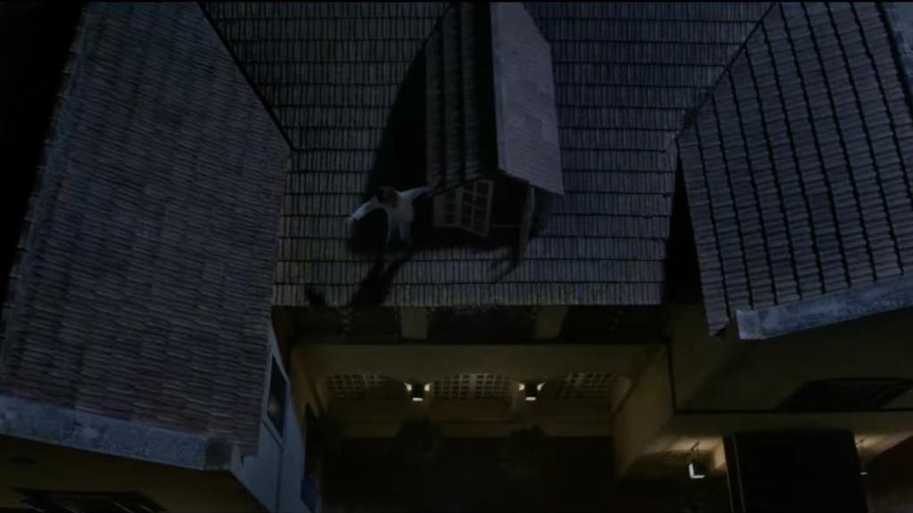 Escena del tejado en la que aparece Almudena Amor