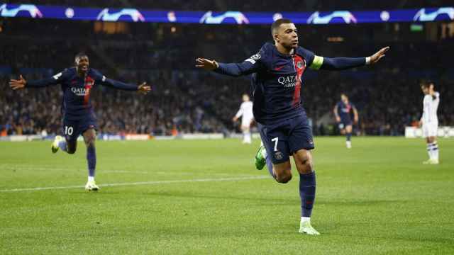 Mbappé celebra el 0-1 frente a la Real Sociedad