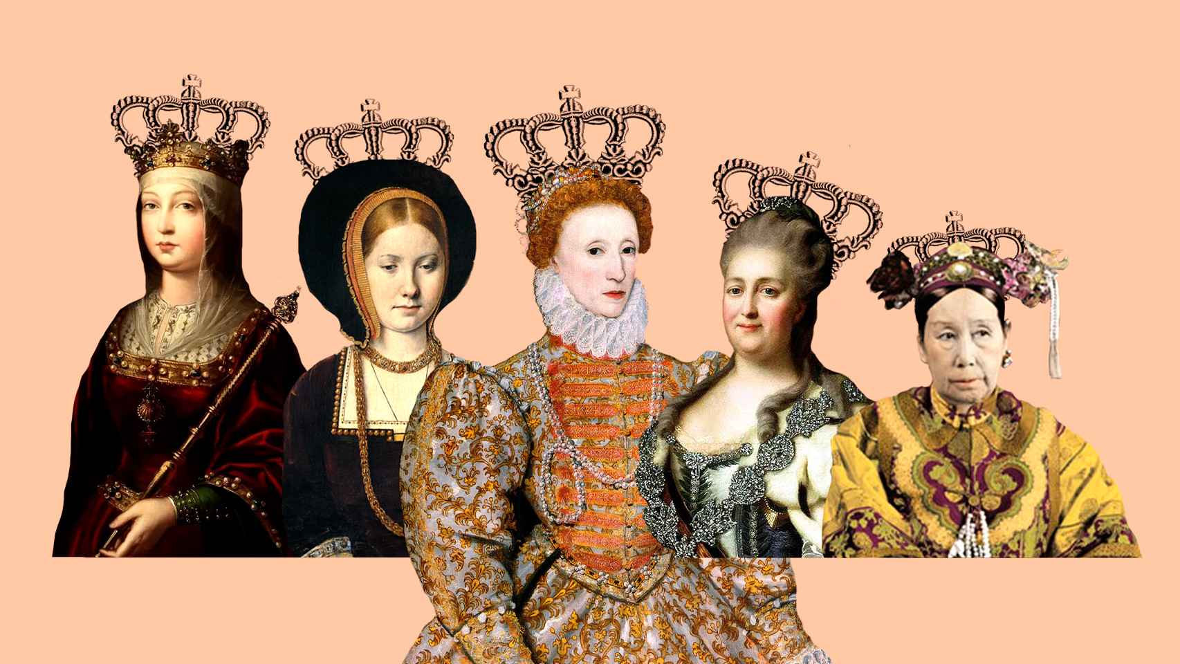 Ilustración de reinas y emperatrices de Magas.