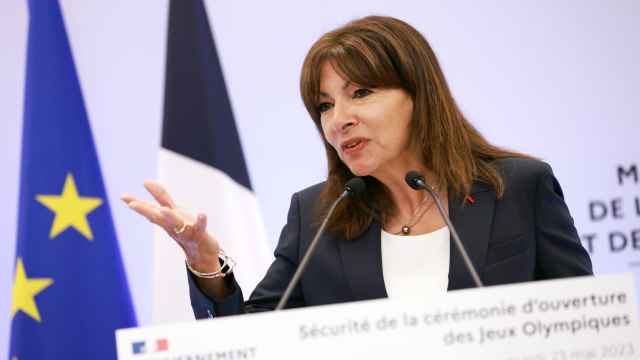 Anne Hidalgo en una conferencia de prensa por los JJOO de París 2024 en mayo de 2023.