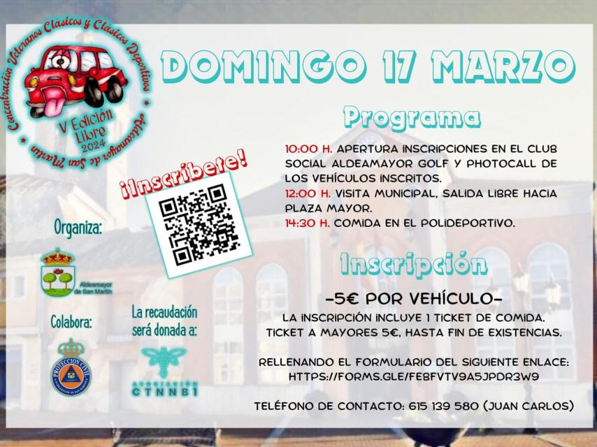 Cartel con la iniciativa de los coches clásicos en Valladolid