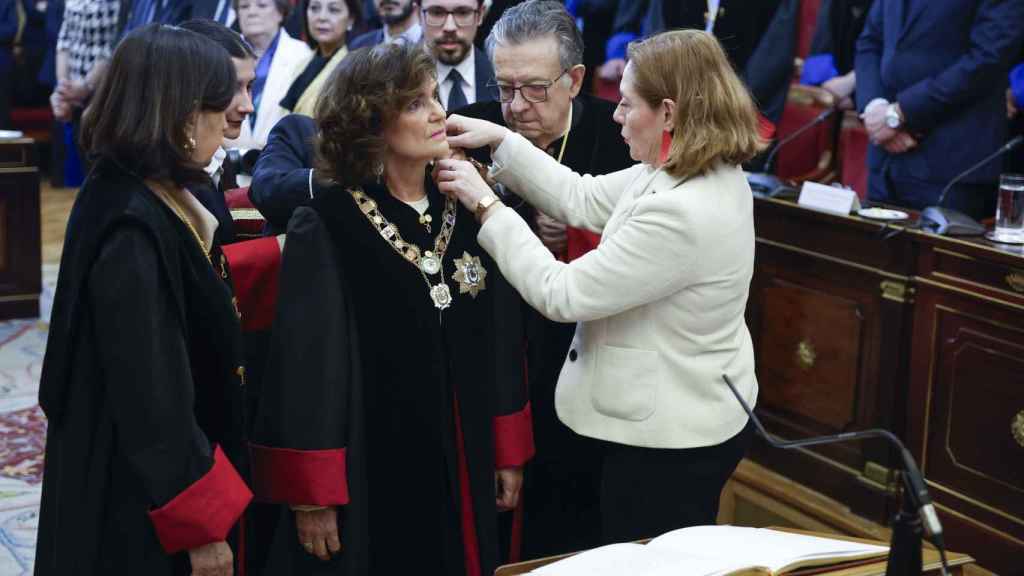 Carmen Calvo durante el acto de toma de posesión como nueva presidenta del Consejo de Estado.