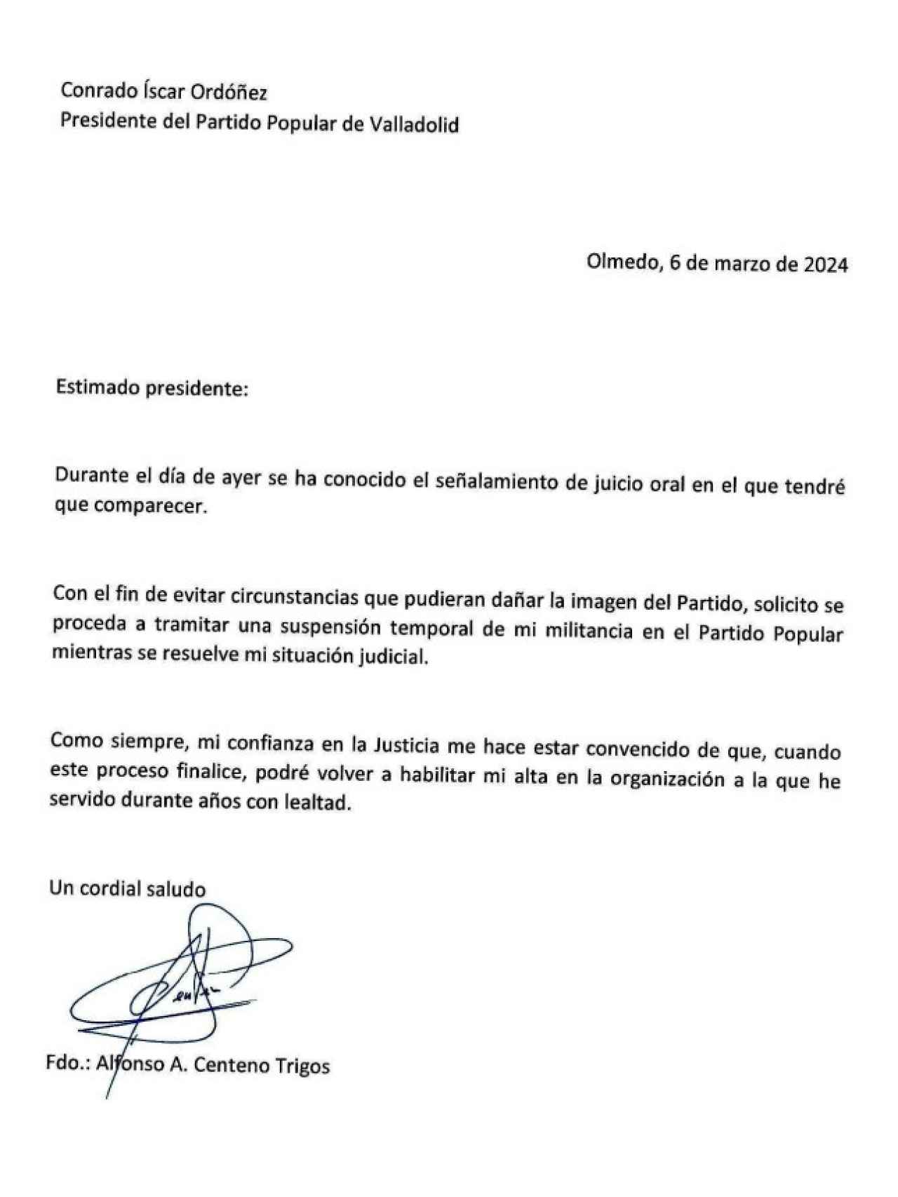 Comunicado Alfonso Centeno
