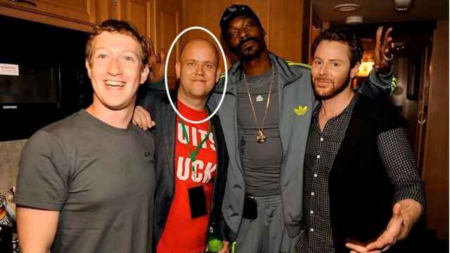 De derecha a izquierda: Sean Parker, creador de Napster y socio de Facebook; el productor y rapero Snoop Dog; Daniel Ek; y Zuckerberg.