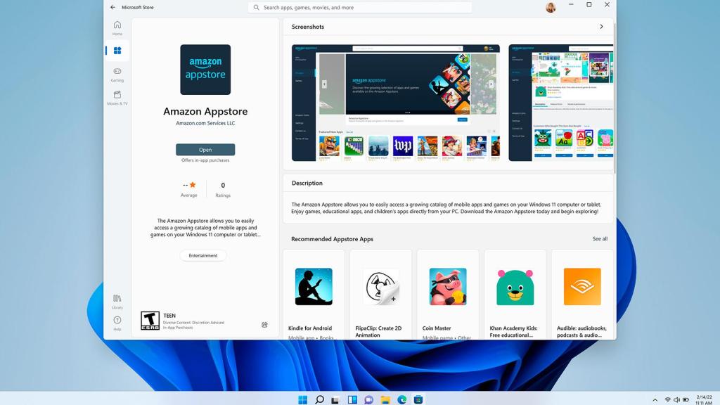 Imagen de la Amazon Appstore en Windows 11