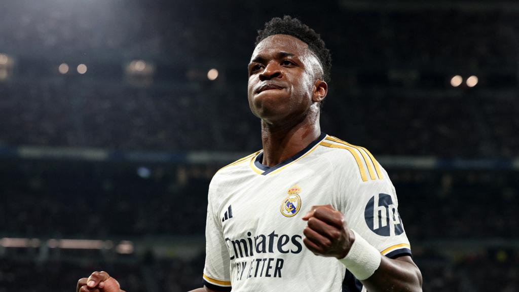 Vinicius celebra su gol ante el Leipzig.