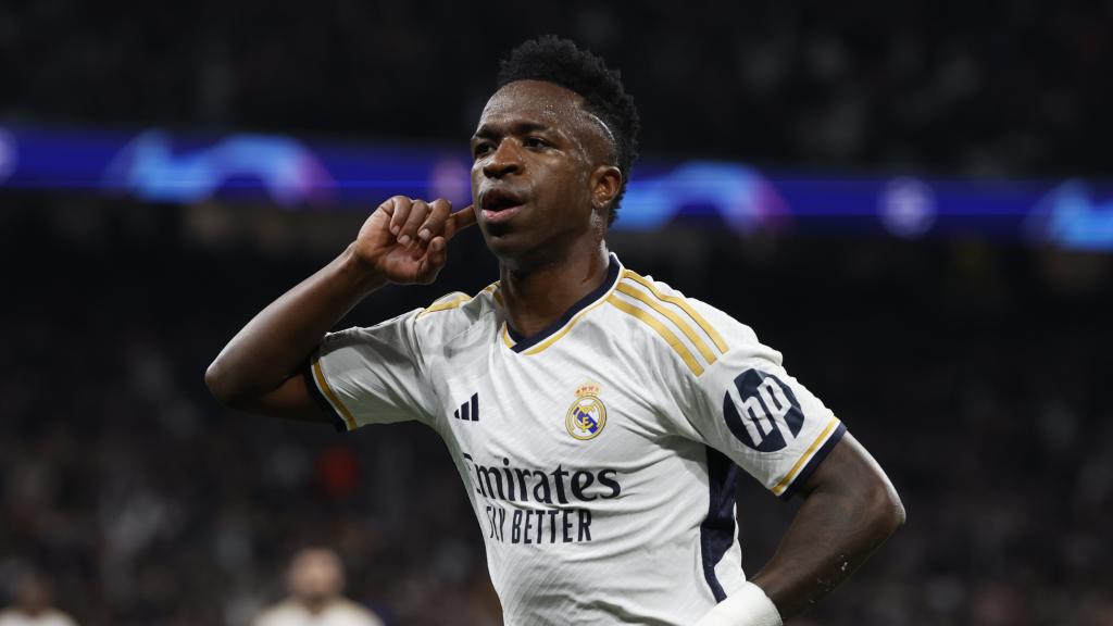 Vinicius celebra su gol contra el RB Leipzig en Champions League