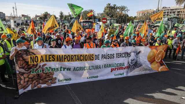 Agricultores y ganaderos en una de sus últimas protestas.