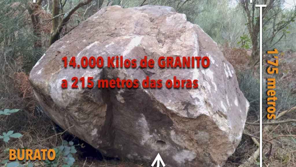 Imagen de la piedra encontrada en el Monte Acibal.