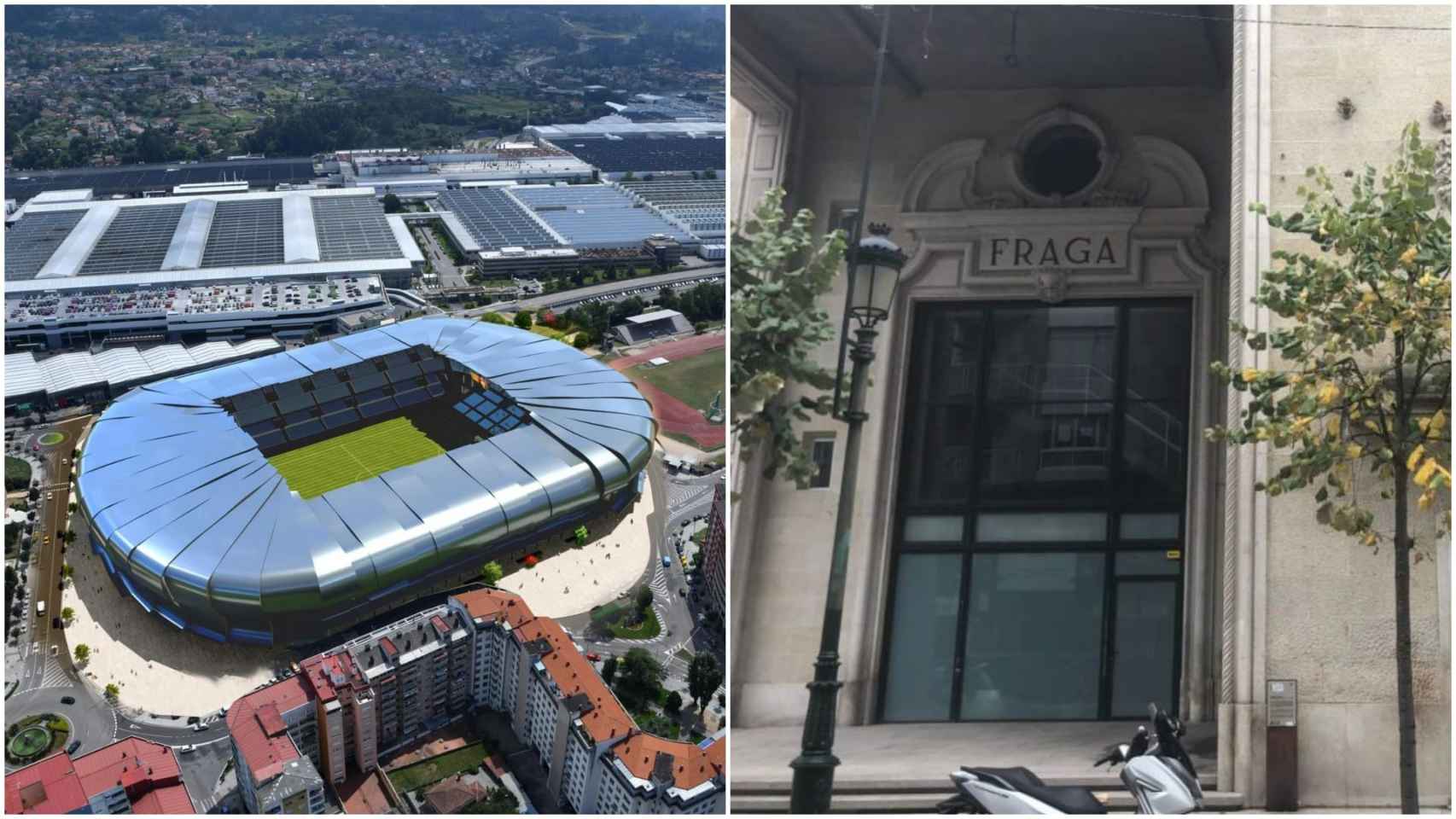 Infografía de la nuevo estadio de Balaídos y el cine Fraga.