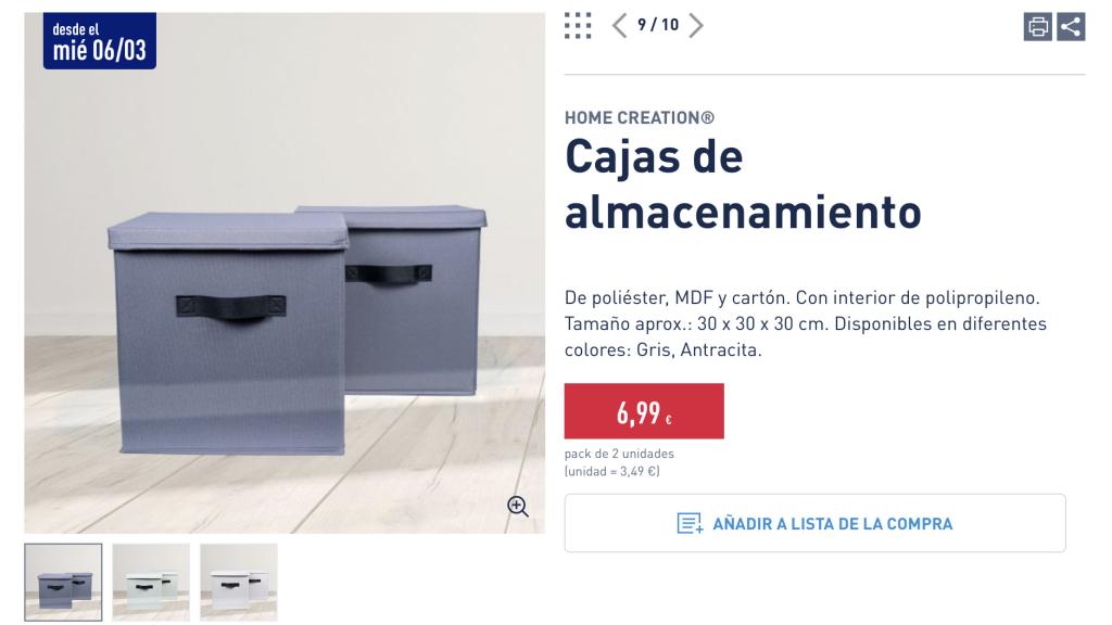Cajas de almacenamiento.