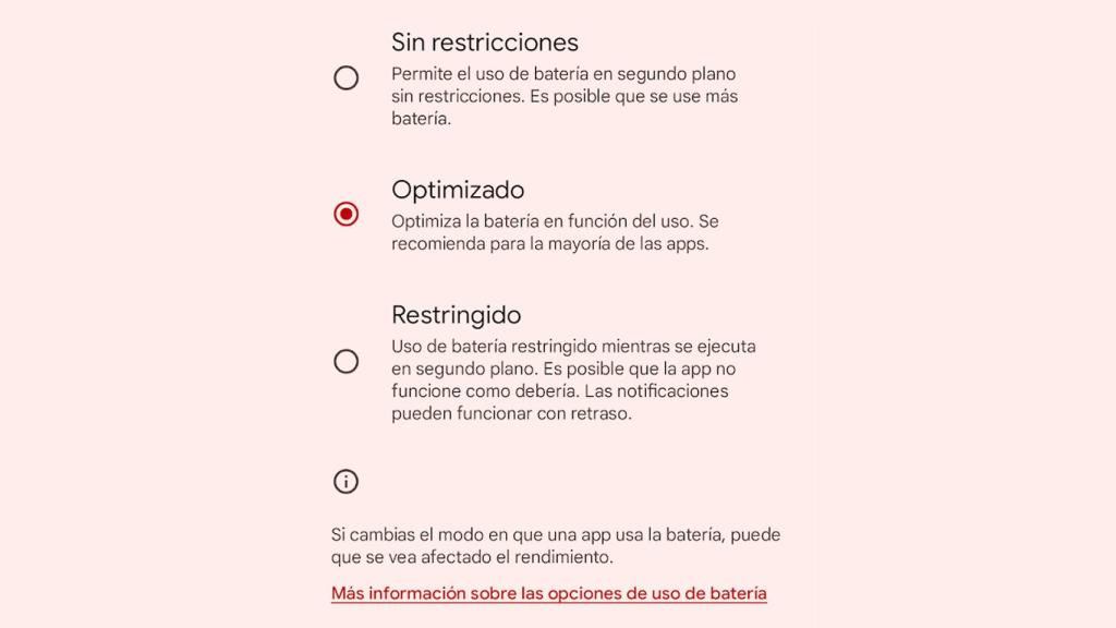 Optimización de batería de aplicaciones