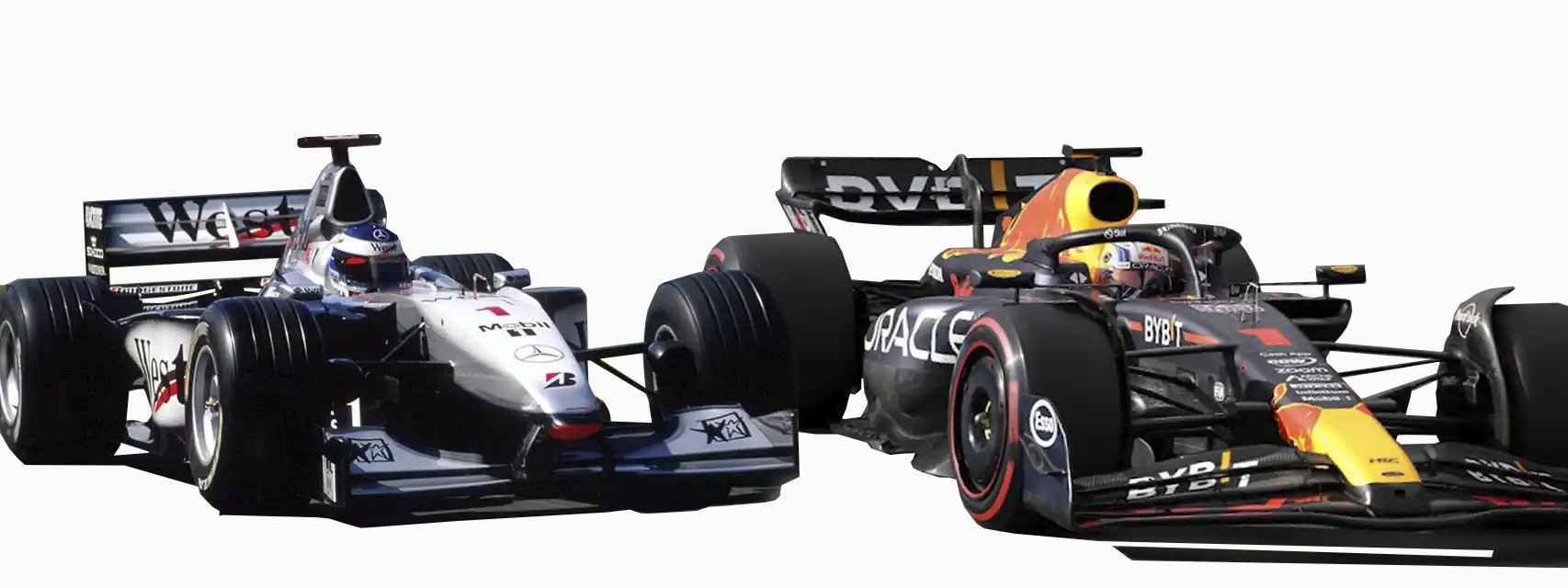 Comparativa entre el MP4/14 de McLaren campeón en 1999 y el Red Bull RB19 campeón en 2023