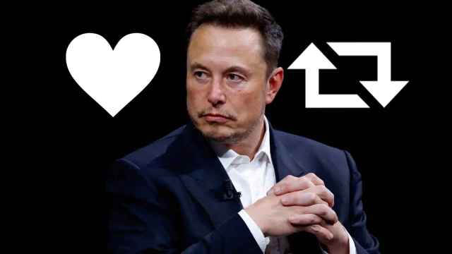 Fotomontaje con los iconos de 'retuit' y 'Me gusta' junto a Elon Musk.