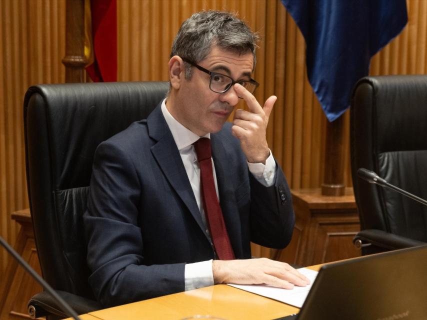 Félix Bolaños, este jueves,  durante la XI Edición de la Cumbre de Mujeres Juristas, en el Congreso de los Diputados.