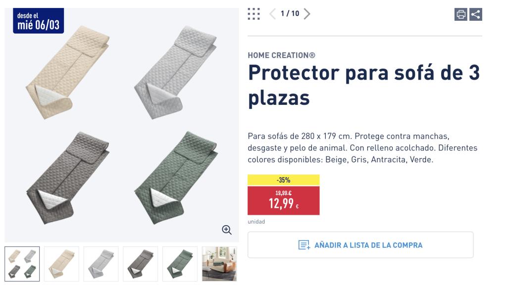 Protector para sofá.