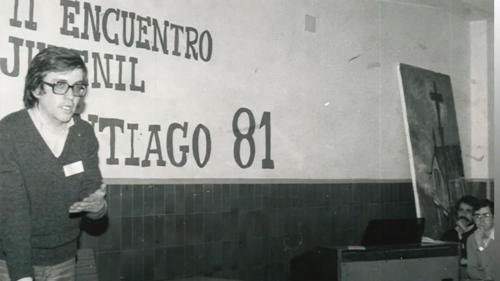Luis Argüello en un encuentro juvenil cristiano en 1981