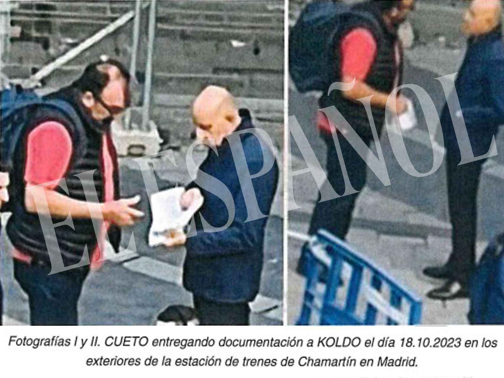 Koldo y Cueto, en una imagen incluida en el sumario del caso, que muestra una reunión entre ambos en plena calle.