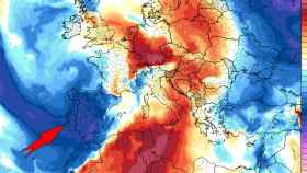 Las masas de aire húmedo que afectarán a España este sábado. Tropicaltidbits.