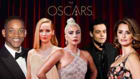 Will Smith, Jennifer Lawrence, Lady Gaga, Rami Malek y Penélope Cruz, en un montaje de JALEOS.