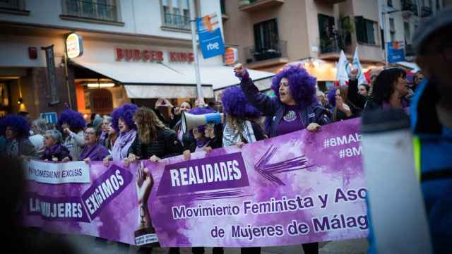 Marcha en Málaga en el Día de la Mujer.