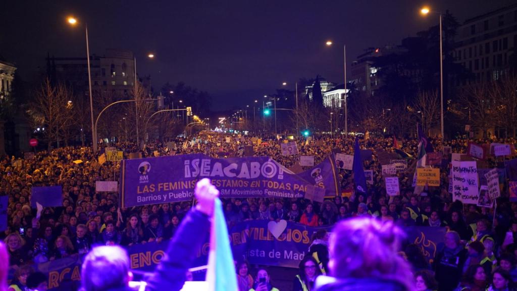 La cabecera de la manifestación de la Comisión 8-M.