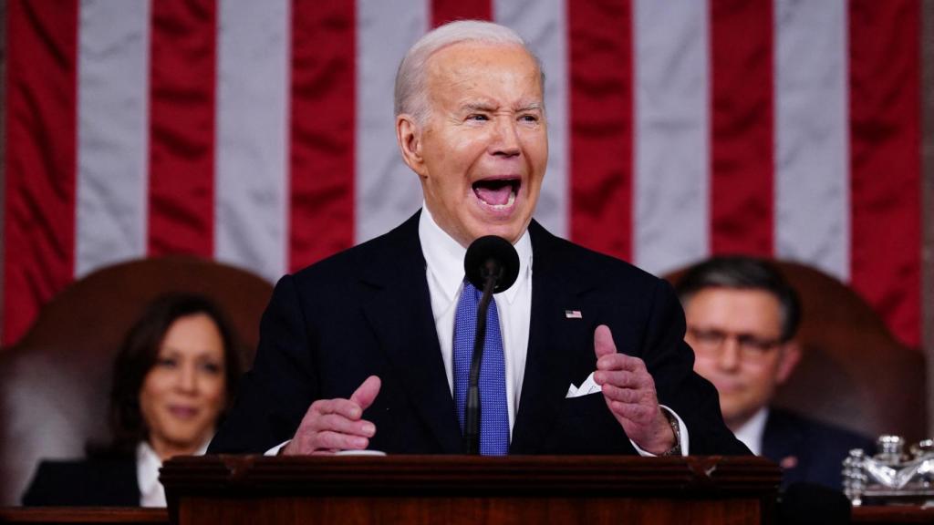 El presidente de EEUU, Joe Biden, durante el discurso del estado de la Unión.