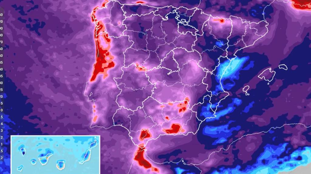 Mapa de precipitaciones para el domingo 10 de marzo.